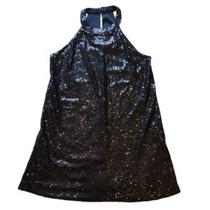One Clothing Solid Black Sequin Halter Dress